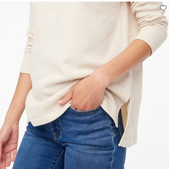 J. Crew Factory Wide Button-Collar Tunic Sweatshirt Oatmeal Heather - Picture 3 of 16